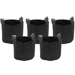 Sunnydaze - Set of 5 Nonwoven Polypropylene Grow Bag with Handles - 1 gallon - Black