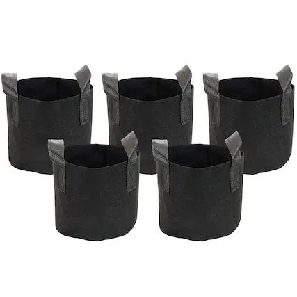 Front. Sunnydaze - Set of 5 Nonwoven Polypropylene Grow Bag with Handles - 1 gallon - Black.