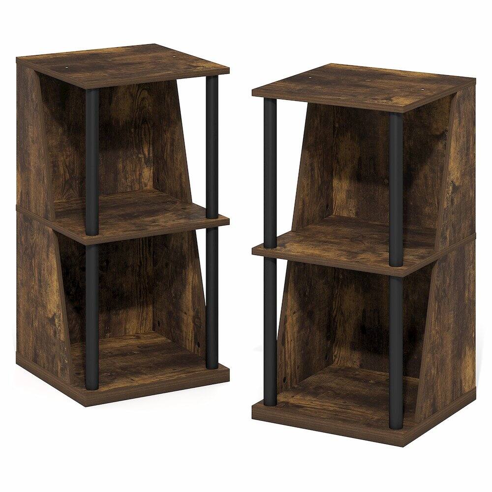 Left. Furinno - FLEXI Storage Shelf, Corner Shelf, Book Shelf, DIY Stackable & Separable Display Bookcase, for Organization and Storage - Amber Pine/Black.