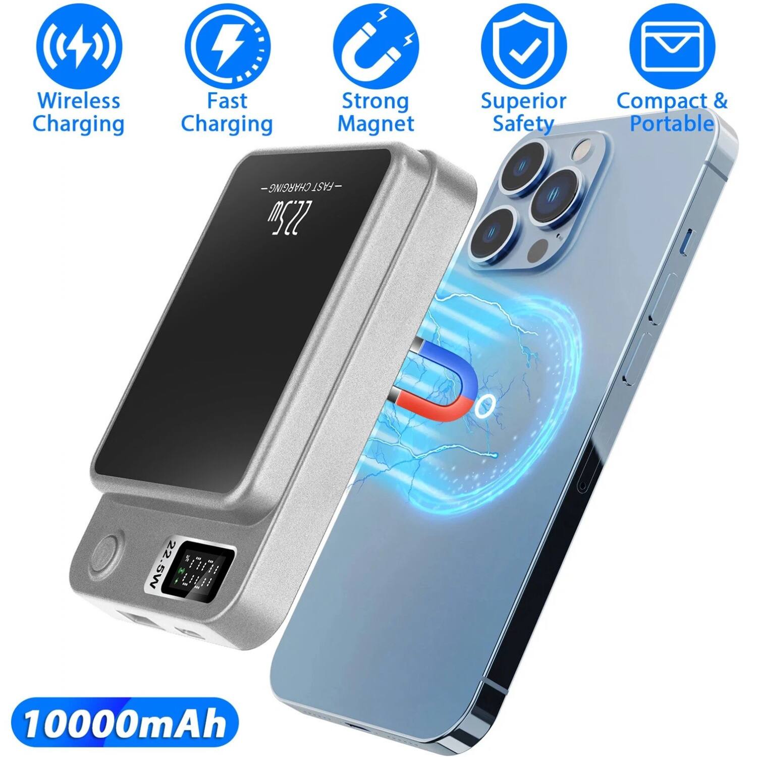 - Wireless Charging
- Fast Charging
- Strong Magnet
- Superior Safety
- Compact & Portable

10000mAh

22.5W

22.5W

5W