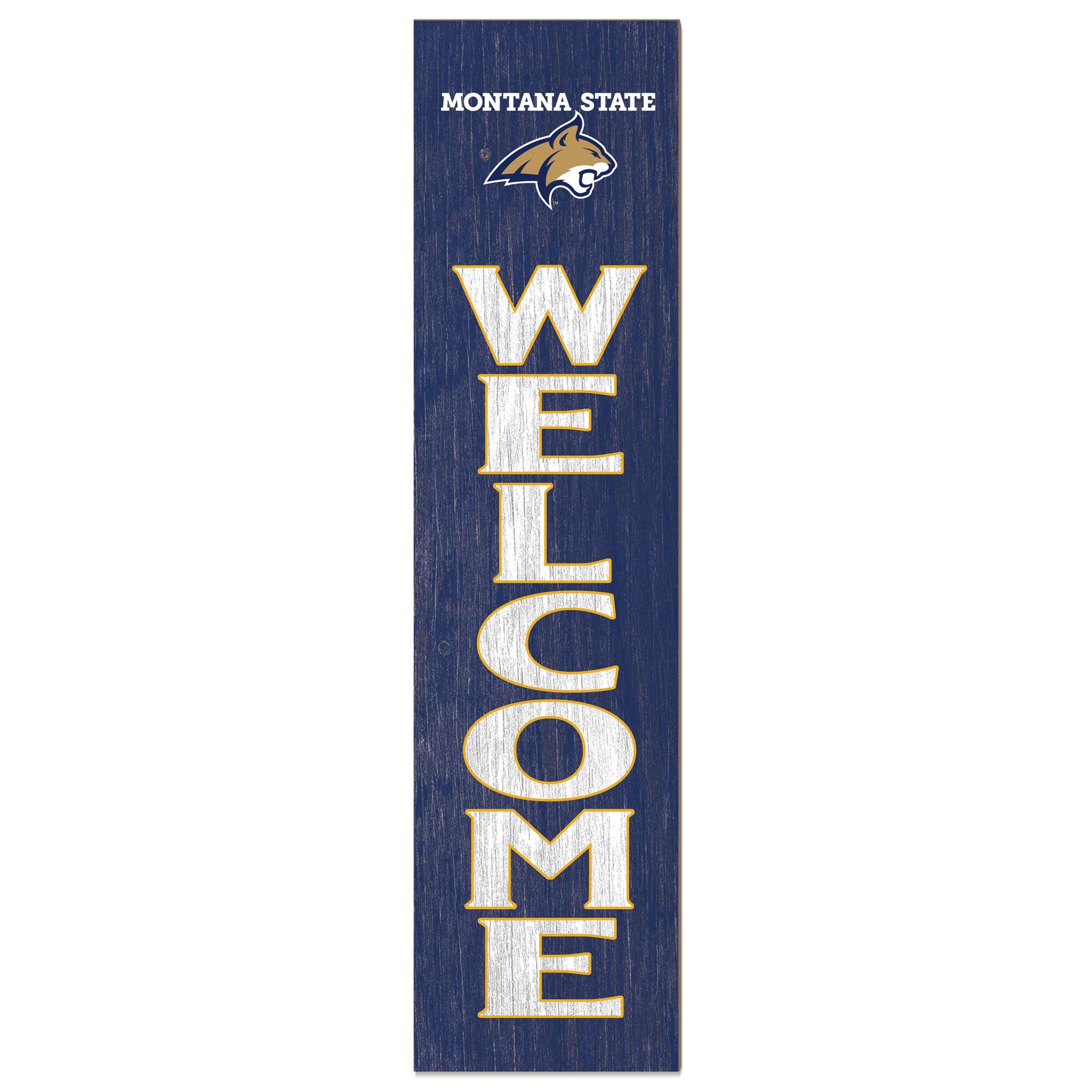 Navy Montana State Bobcats 12'' x 48'' Welcome Outdoor Leaner