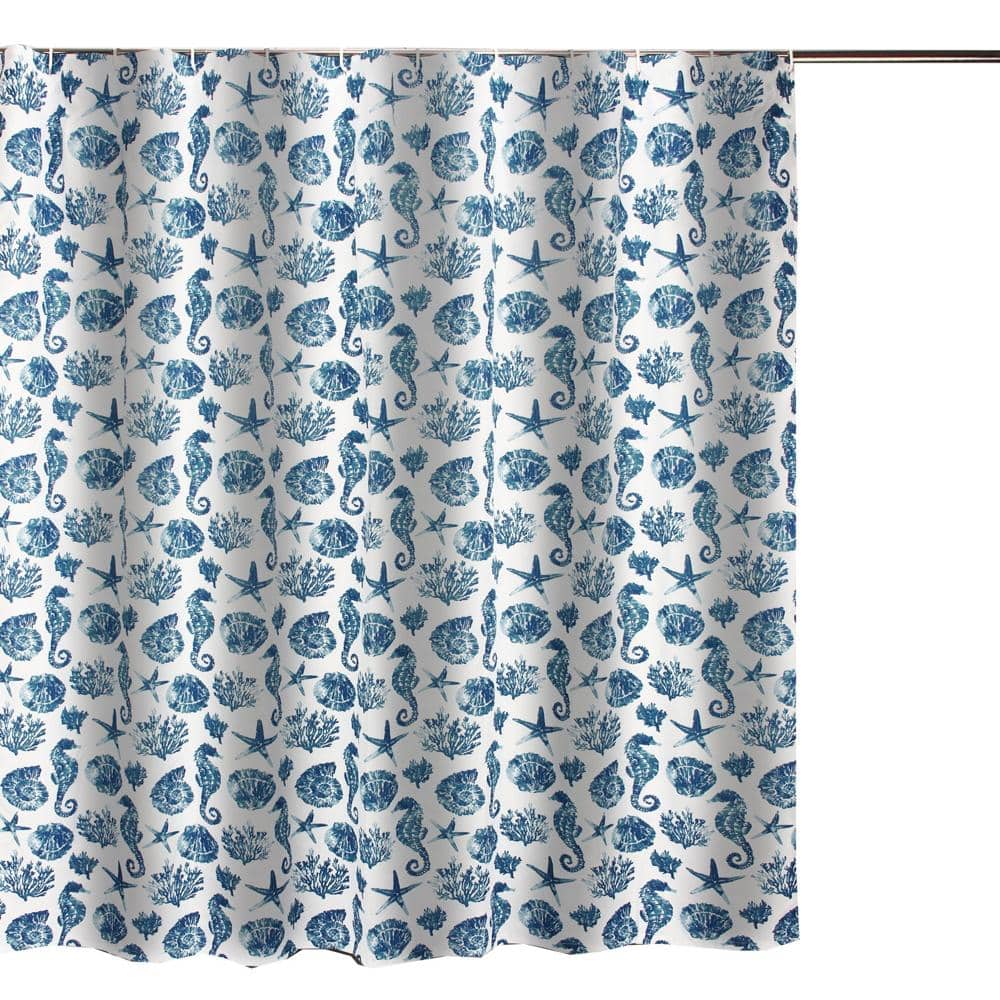 Greenland Home Fashions - Pebble Beach Bath Shower Curtain - 72x72 - Blue