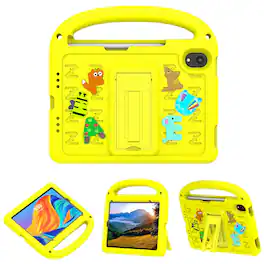 Dteck - Kids Shockproof EVA Case for iPad mini 7 (A17 Pro) 2024/ iPad mini 6 2021, Handle Stand with Pencil Holder - Yellow