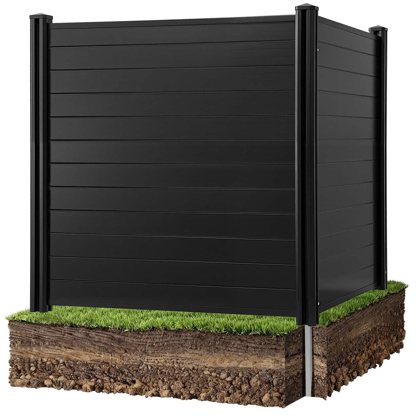 VEVOR - 2 Panels Outdoor Privacy Screen, 48 x 48 in Air Conditioner Fence with 27.6 in Ground Stakes, Pool Equipment Enclosure - Black