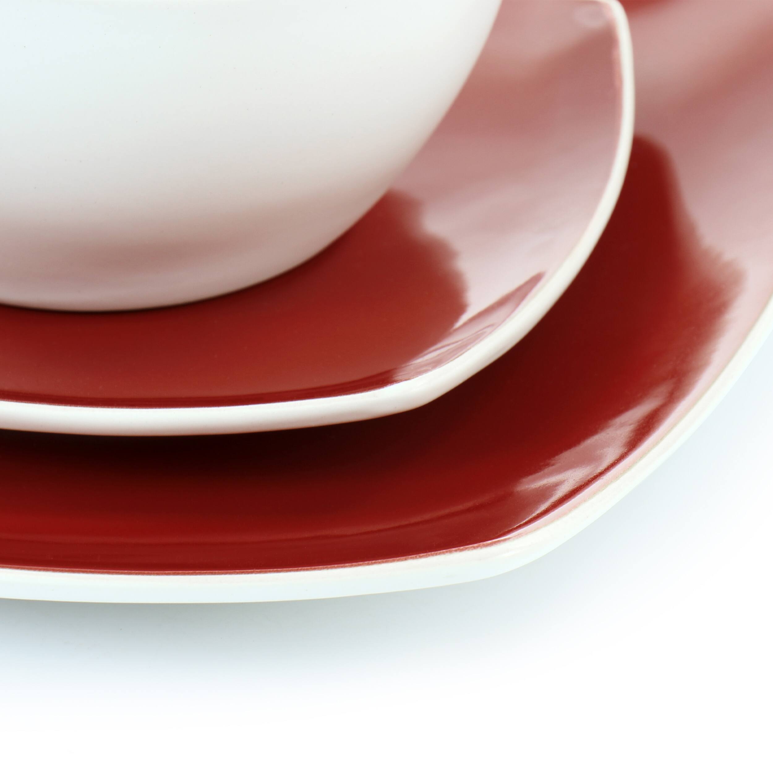 Alt View 7. Gibson - Gibson Elite Soho Lounge 16 Piece Stoneware Dinnerware Set in Red - Red.