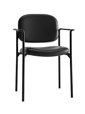 Front. HON - Scatter SofThread Leather Guest Chair - Black.
