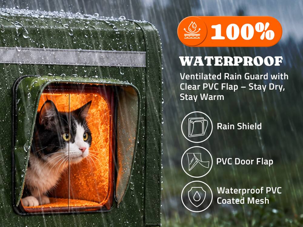 100% WATERPROOF Ventilated Rain Guard with Clear PVC Flap - Stay Dry, Stay Warm

Rain Shield
PVC Door Flap
Waterproof PVC Coated Mesh