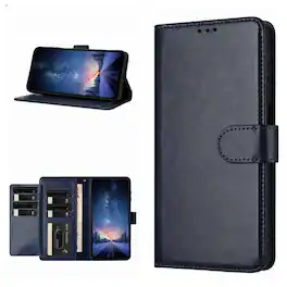 Dteck - Wallet Folio Case for Apple iPhone 17 Pro Max, Shockproof Magnetic PU Leather Flip Card Slots Stand Case - Darkblue