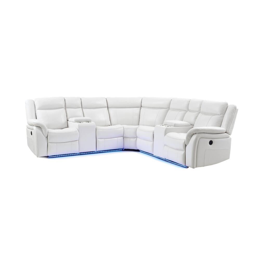 Back. Global Furniture USA - Sectional PRAF CRLS with LED - White - White.