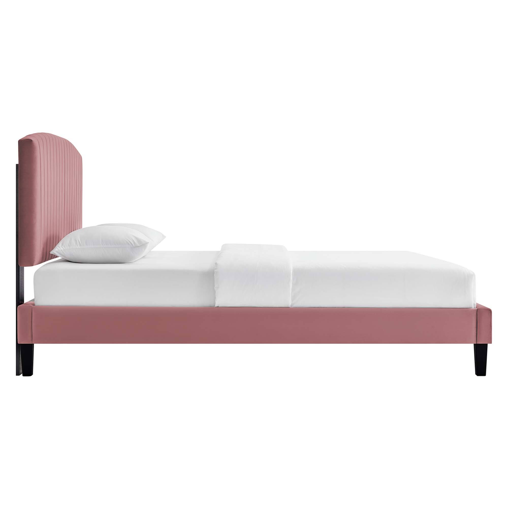 Alt View 6. Modway - Alessi Performance Velvet Queen Platform Bed - Red.