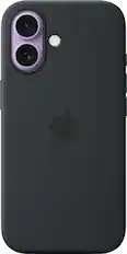 Front. Apple - iPhone 17 Silicone Case with MagSafe - Black.