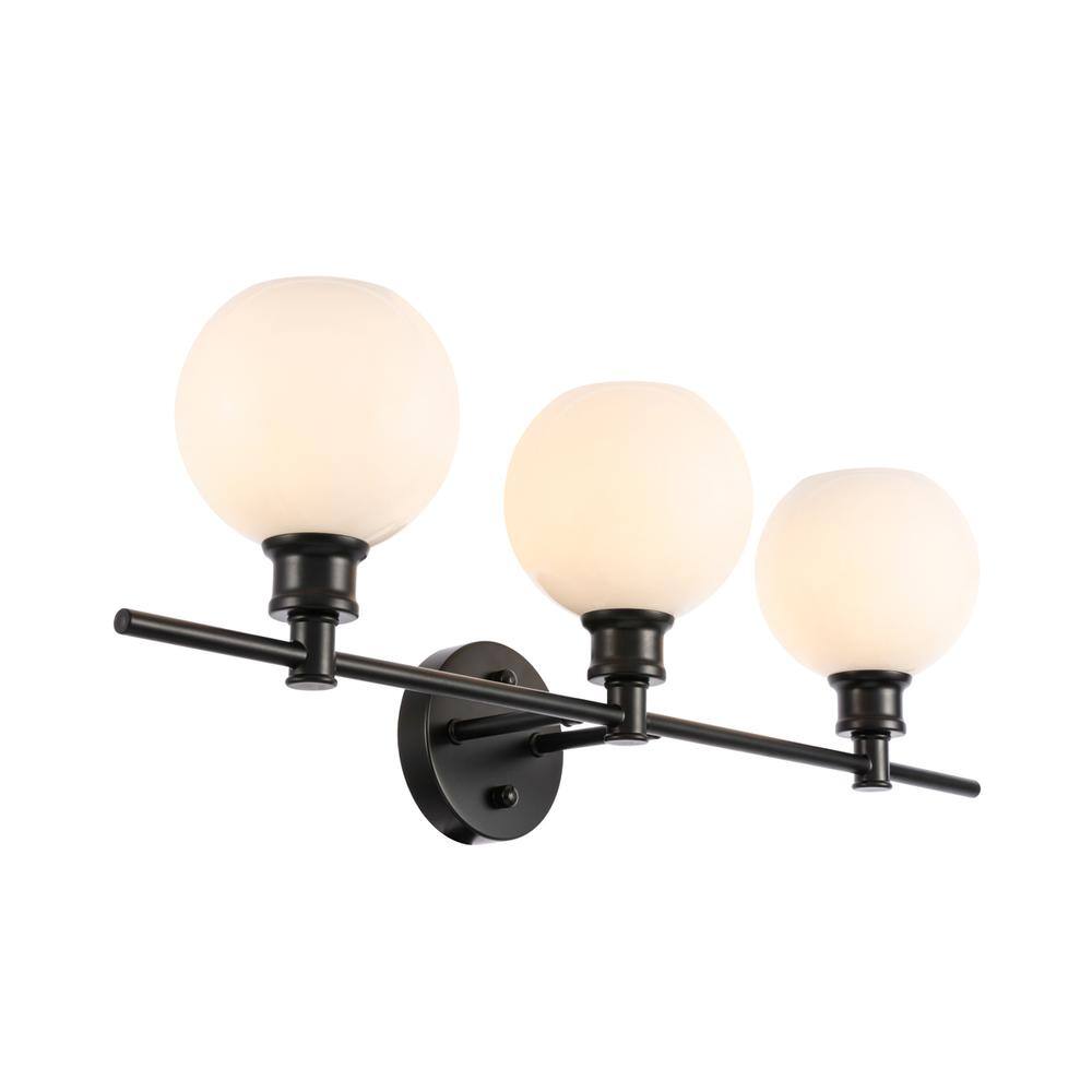Alt View 4. Living District - Collier 3 light Black and Frosted white glass Wall sconce - Black And Frosted White Glass.