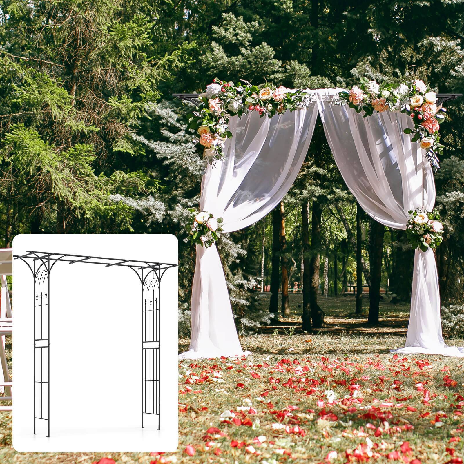 Alt View 9. Costway - 81" Metal Garden Arbor Garden Arch Trellis Wedding Arch Decoration - Black.