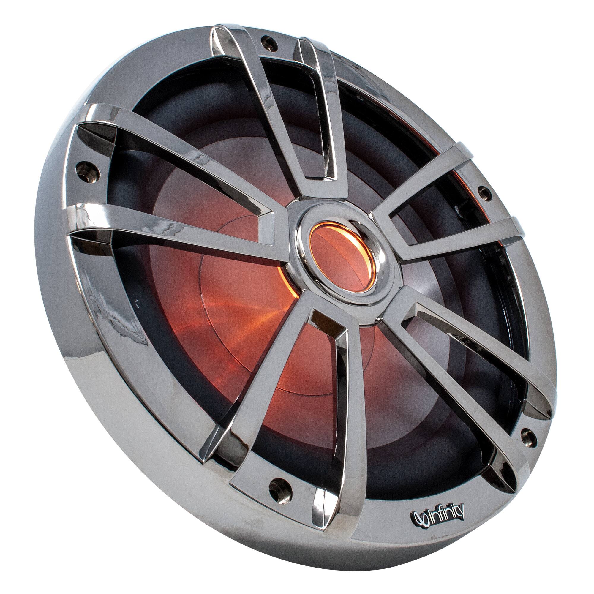 Alt View 2. Infinity - Infinity 10MBLCR 10-Inch OEM Replacement Marine RGB LED Subwoofer - Chrome - Black/Gray.