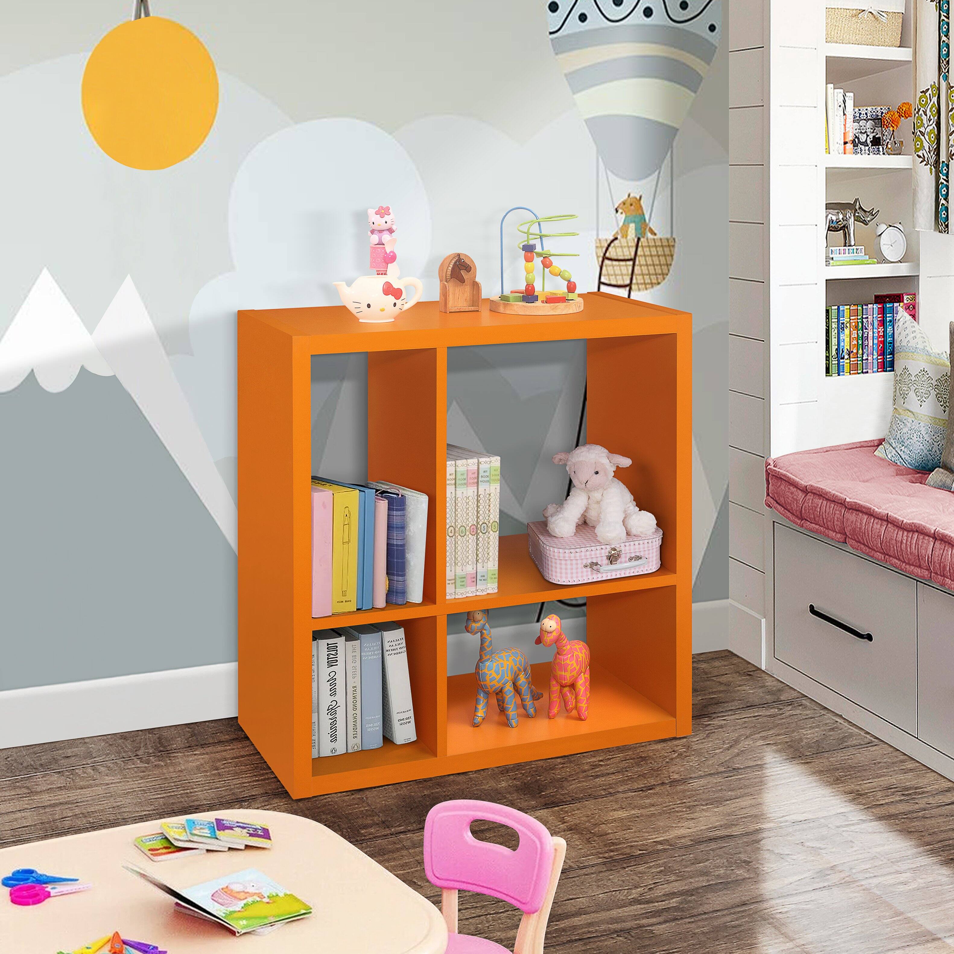 Kings Brand Furniture - Katelyn 4-Cube Bookcase/Organizer - Orange