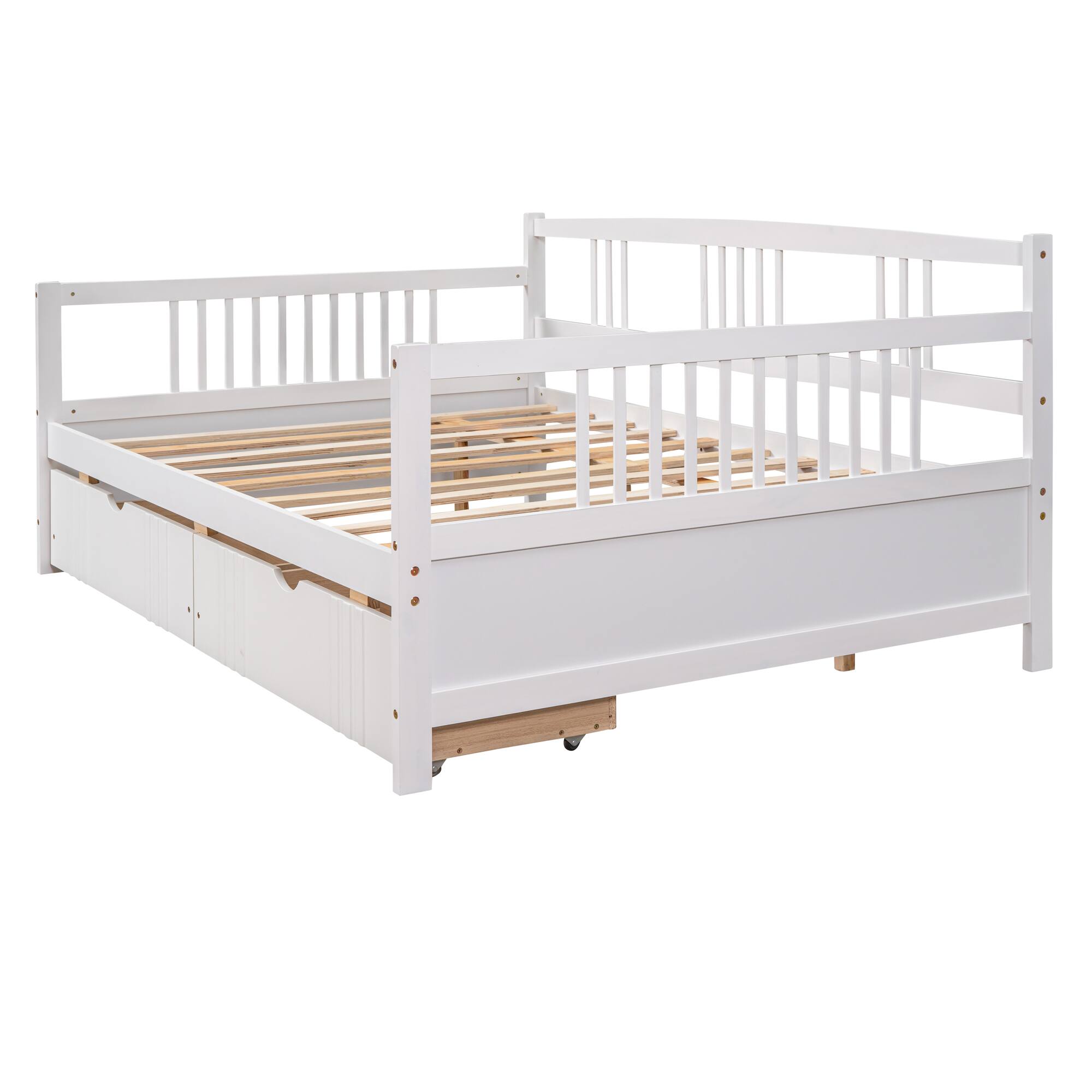 Alt View 7. Whisen - Wood Daybed with Two Storage Drawers, Multi-Functional Sofa Bed Frame - White.