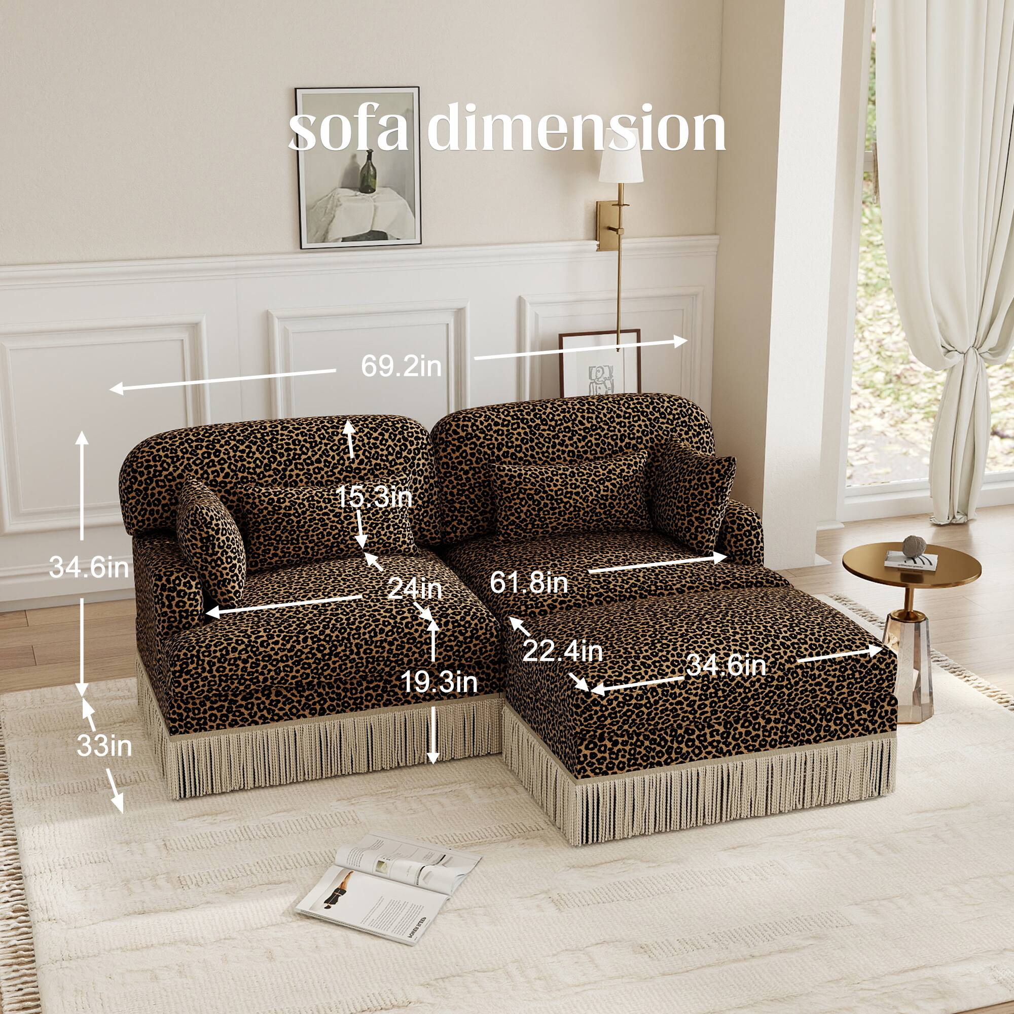 sofa dimension 69.2in LG md 15.3in 34.6in 24in 61.8in 22.4in 19.3in 34.6in 33in
