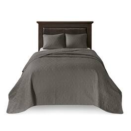 Gracie Mills - Sandy Reversible Bedspread Set with Classic Stitch Pattern - Dark Gray