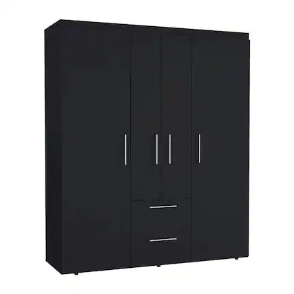 Front. TuHome - Bariloche 4-Door Armoire Black MDF - Black.
