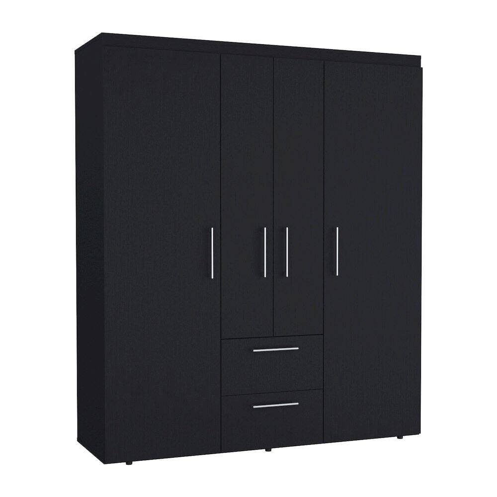 Front. TuHome - Bariloche 4-Door Armoire Black MDF - Black.