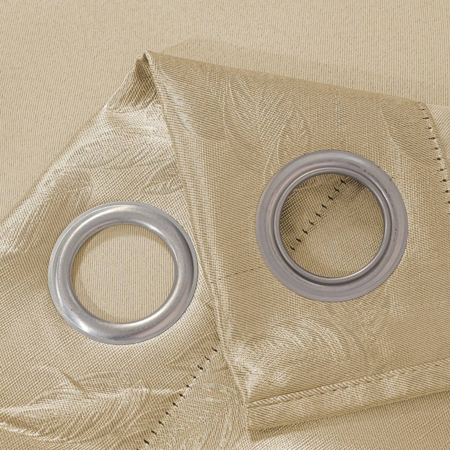 Back. Olivia Gray - Olivia Gray 100% Polyester 200 GSM Arlo Embossed Blackout Grommet Curtain Panel 54" x 90" Gold - Gold.