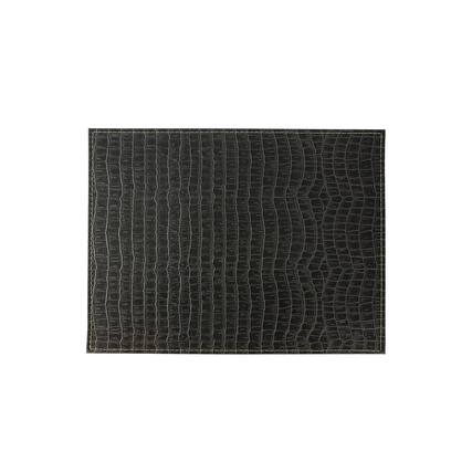 Front. Frieling - Davanti by Crocodile Placemats Set of 6, Rectangular 16.5 x 12.5 Inch Indoor Outdoor Table Placemats – Black - Black.