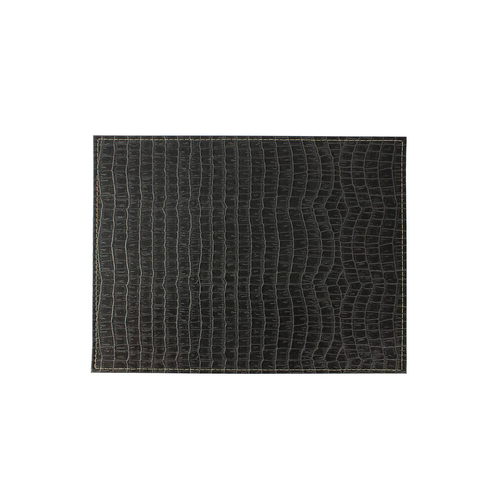 Front. Frieling - Davanti by  Crocodile Placemats Set of 6, Rectangular 16.5 x 12.5 Inch Indoor Outdoor Table Placemats – Black - Black.