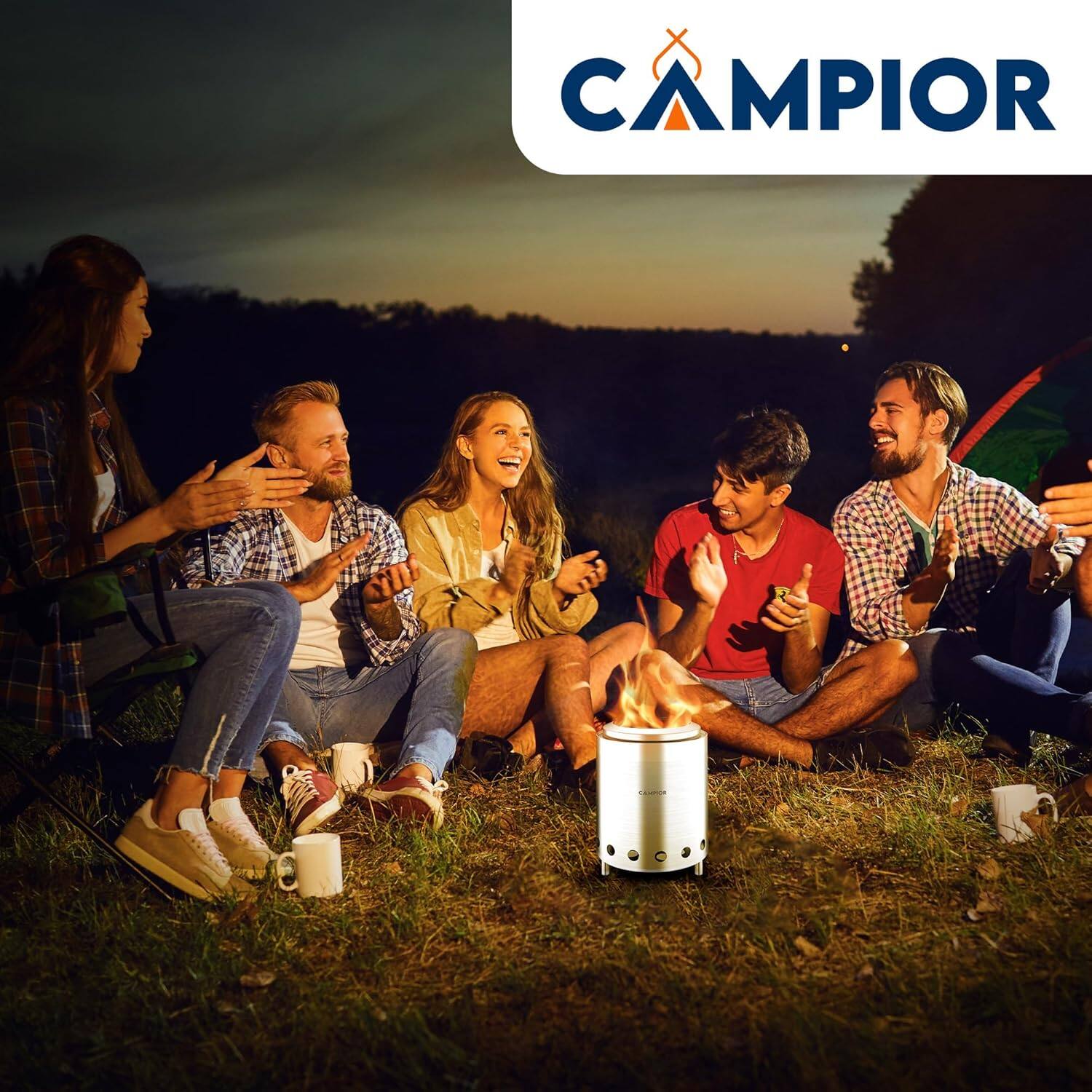 Alt View 1. Campior - Campior Smokeless Wood Fire Pit – Stainless Steel Outdoor Stove with Ash Pan, Stand & Bag – Camping & Cooking - Stainless Steel.