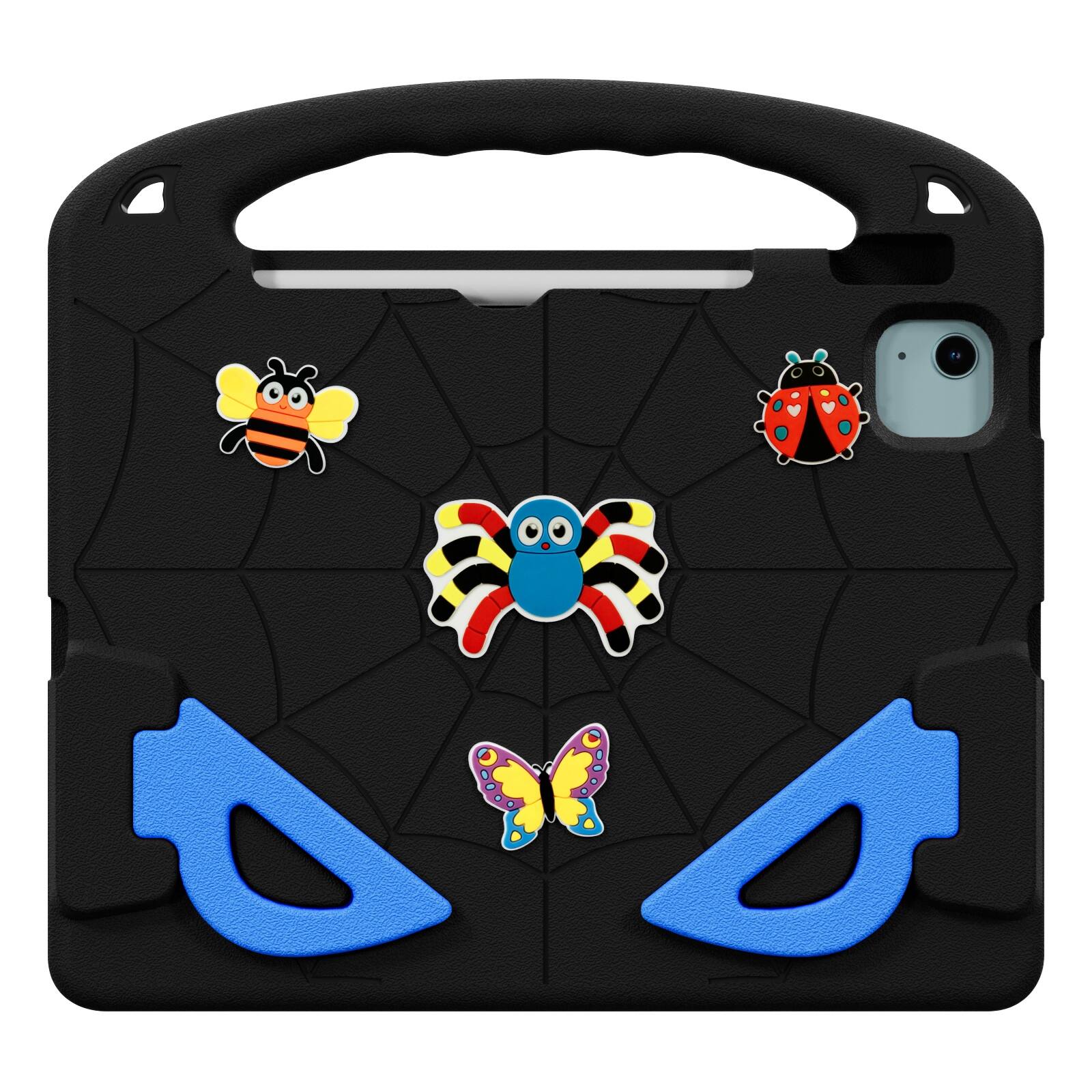 Left. UUCOVER - Kids Case for iPad Pro 11-inch (M5) 2025/ (M4) 2024,Shockproof EVA Case Handle Kickstand Cover with Shoulder Strap - Black/Blue.