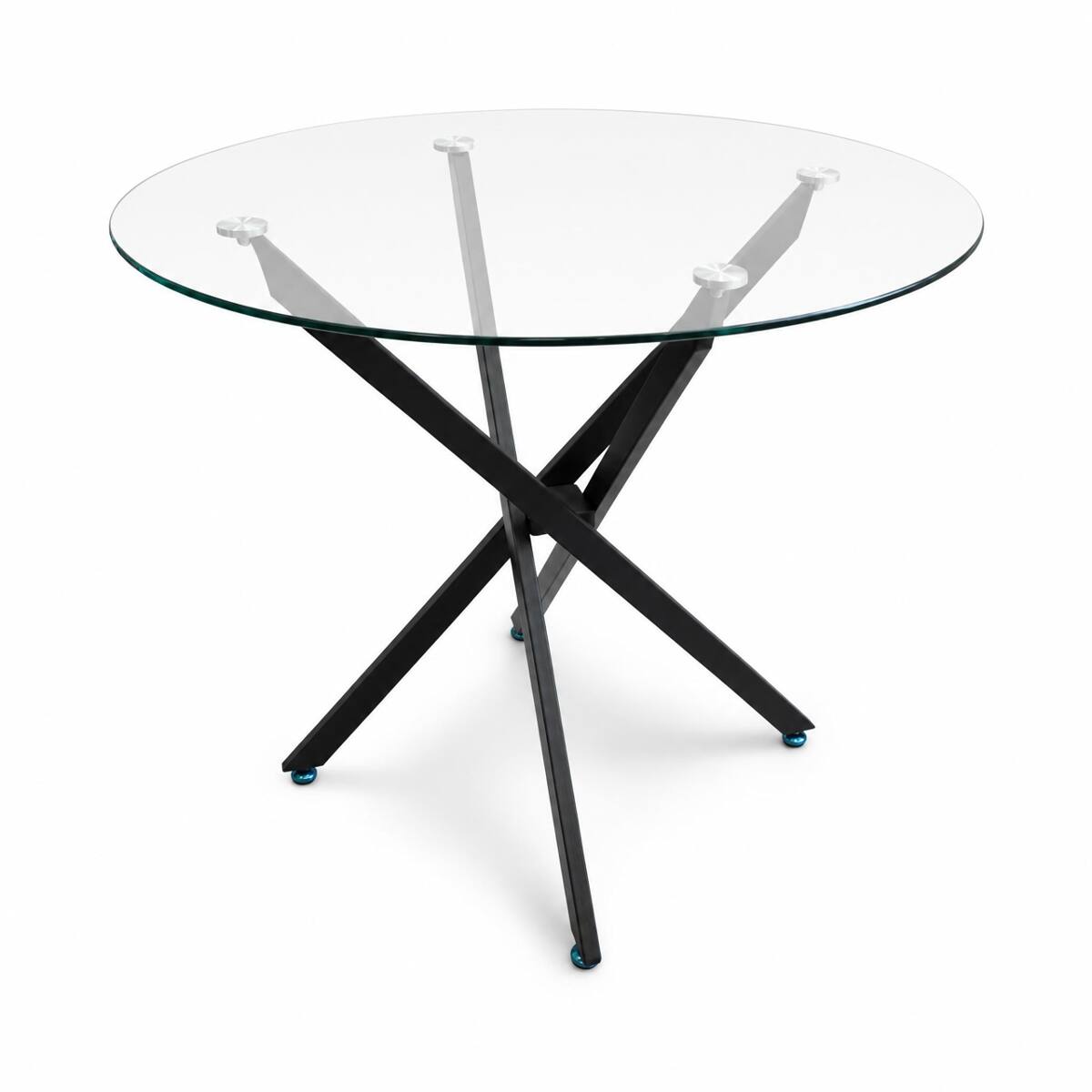 Alt View 9. Loheer - Loheer Round Tempered Glass Dining Table with Black Metal Frame, 35.43 Inch - Clear and Black.