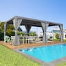 U-HOMY - 10'x20' Aluminum Pergola with Adjustable Rainproof Louver Roof & Integrated Gutter System - Black