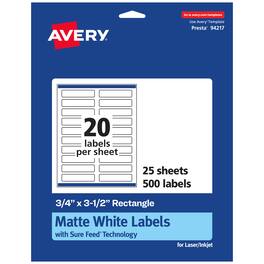 Avery - Matte Rectangle Labels, .75" x 3.5", 500 Labels - White