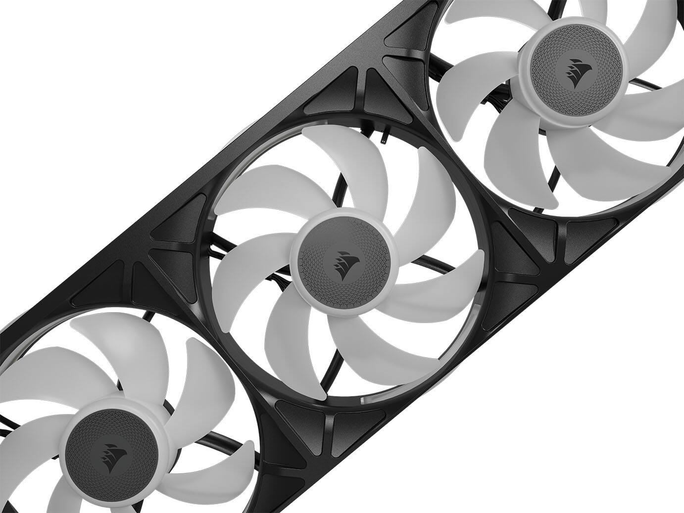 Alt View 9. CORSAIR - iCUE LINK RX360 II Unified Frame RGB PWM Fans with iCUE LINK System Hub - Black.