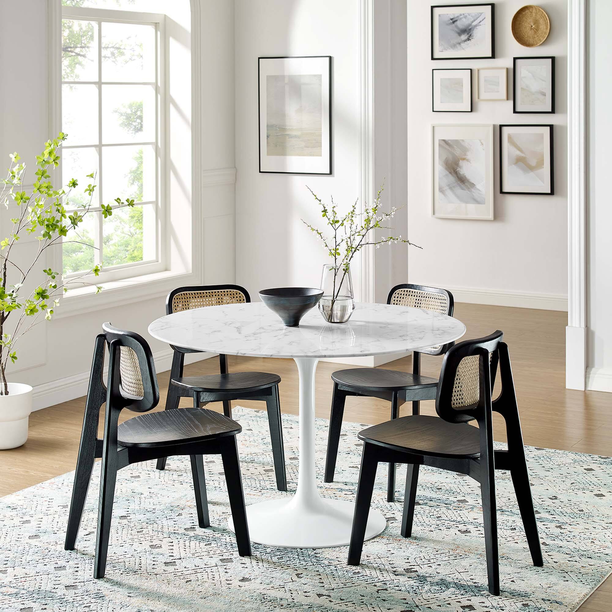Alt View 5. Modway - Lippa 48" Round Faux Marble Dining Table by Modway - White.