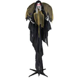 Costway - 8.2 ft Halloween Standing Witch Voice Activated Animatronic Ghost with Lighted Eyes - Black