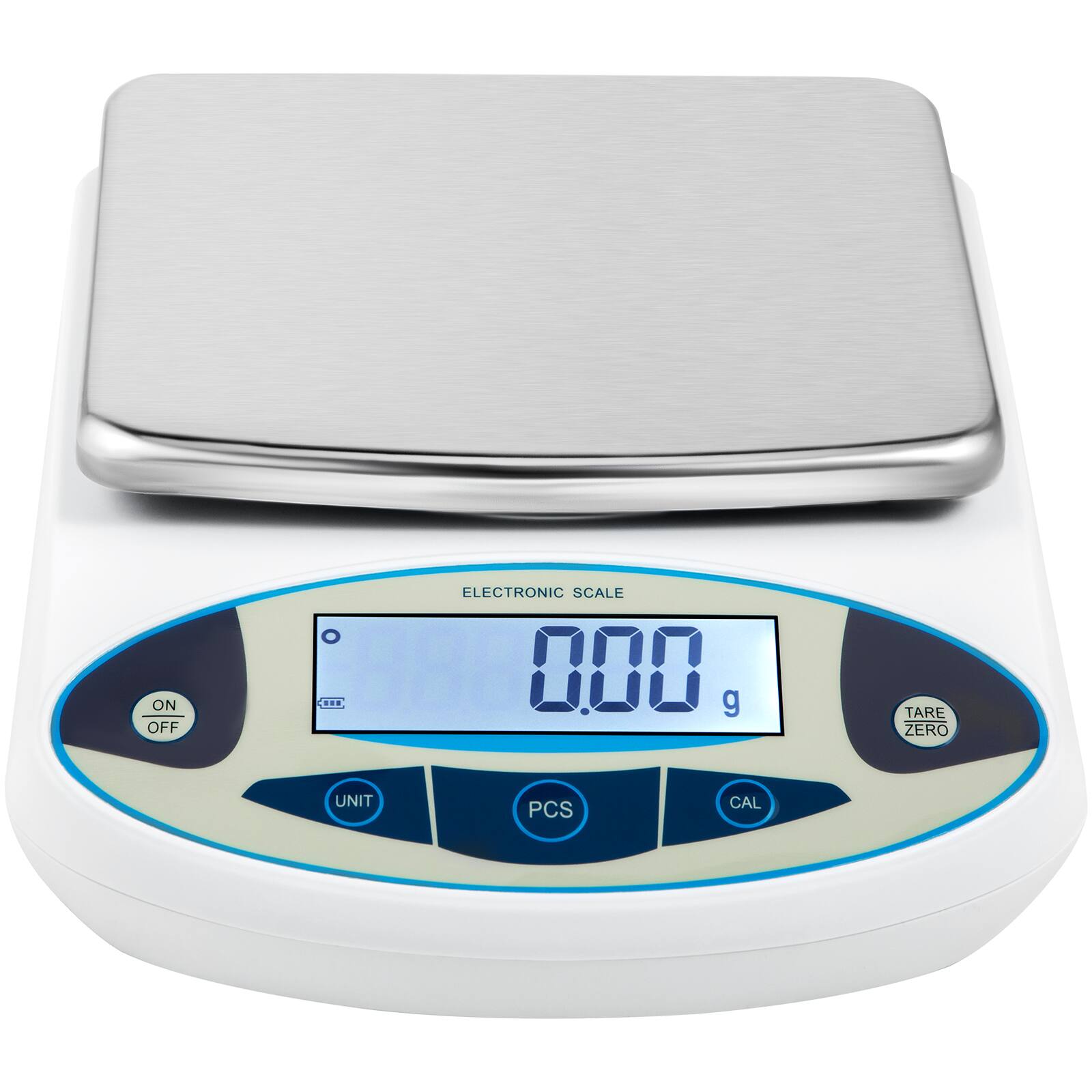 ELECTRONIC SCALE

0.00 g

ON OFF

UNIT

PCS

CAL

TARE ZERO