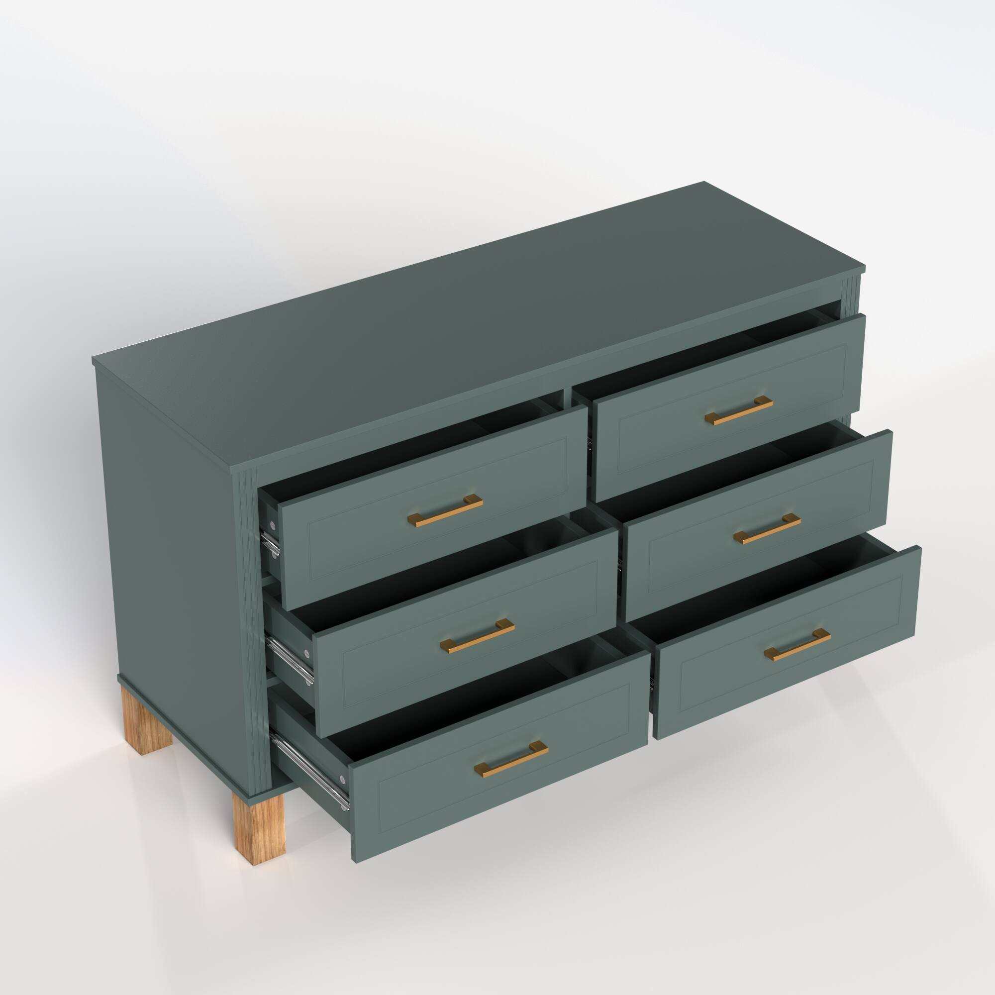 Alt View 10. Loheer - Loheer 6-Drawer Double Dresser in Blue Modern Solid Wood Kids Bedroom Cabinet - Blue.