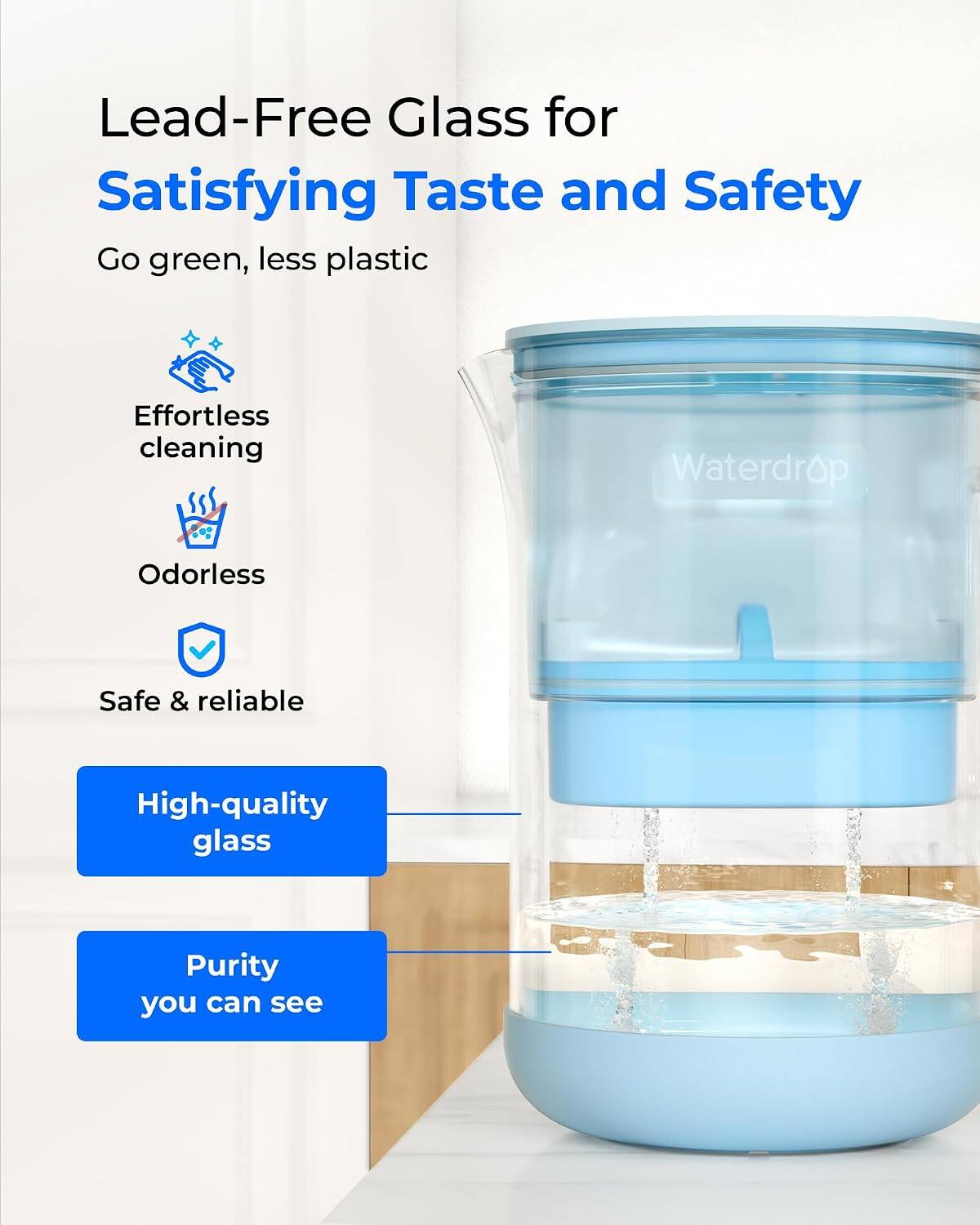 Lead-Free Glass for Satisfying Taste and Safety

- Go green, less plastic
- Effortless cleaning
- Odorless
- Safe & reliable
- High-quality glass
- Purity you can see