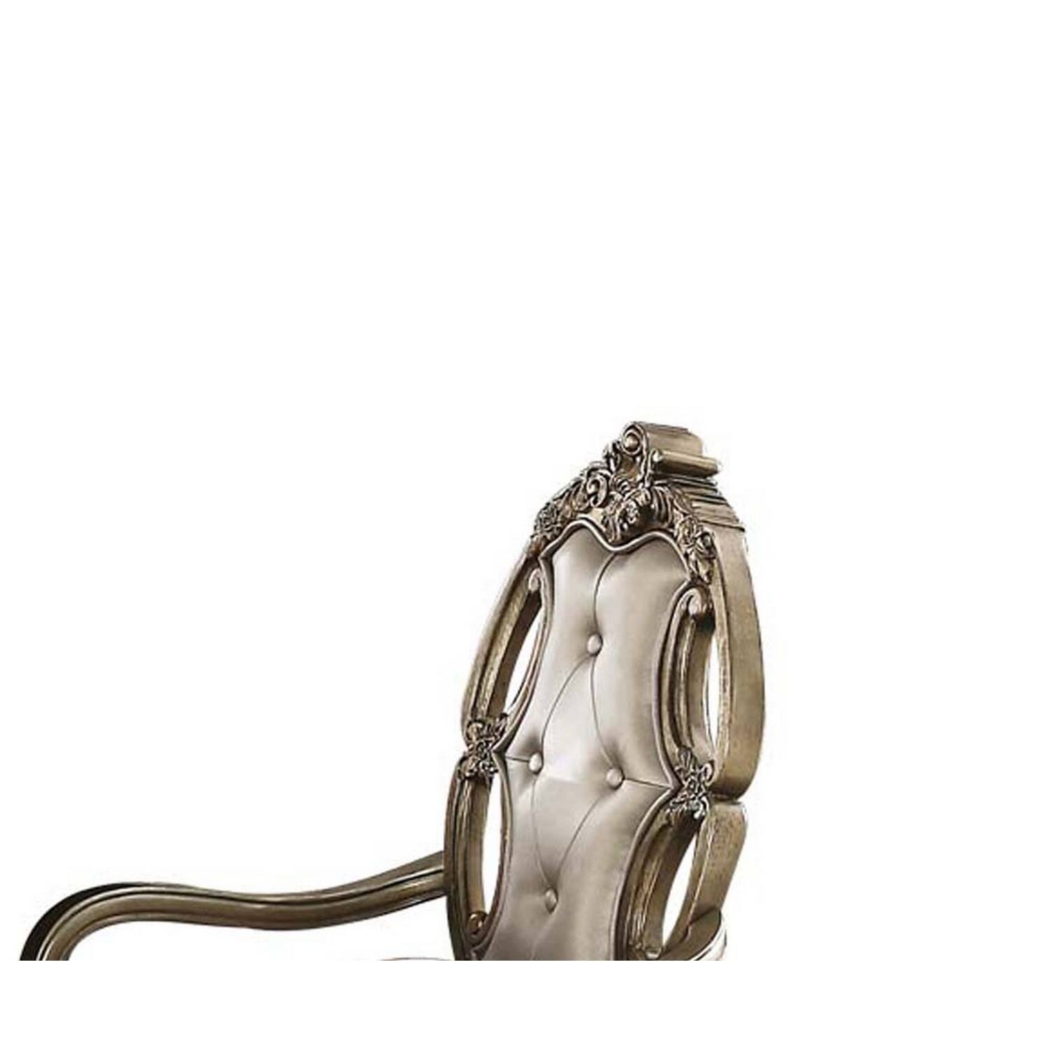 Alt View 1. Manhattan Lane - Wood and Fabric Dining Chairs with Armrests, Set of 2 - Brown and Champagne.