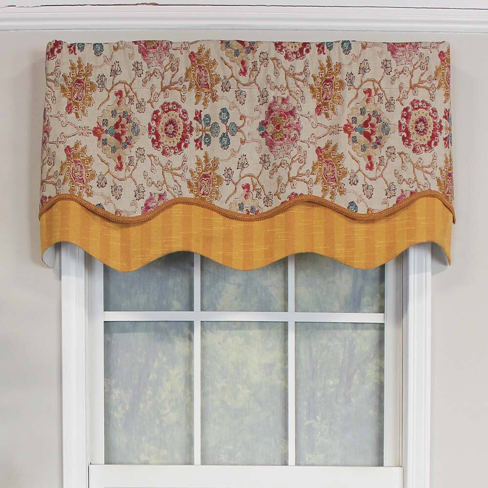Angle. RLF Home - RLF Home Centennial Glory Window Treatment Valance 3" Rod Pocket 50" x 16" Marigold - Marigold.
