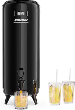 Winado - 4.8 Gallon Insulated Beverage Dispenser, Stainless Steel Drink Dispenser with LCD Temperature Display for Coffee, Milk - Black