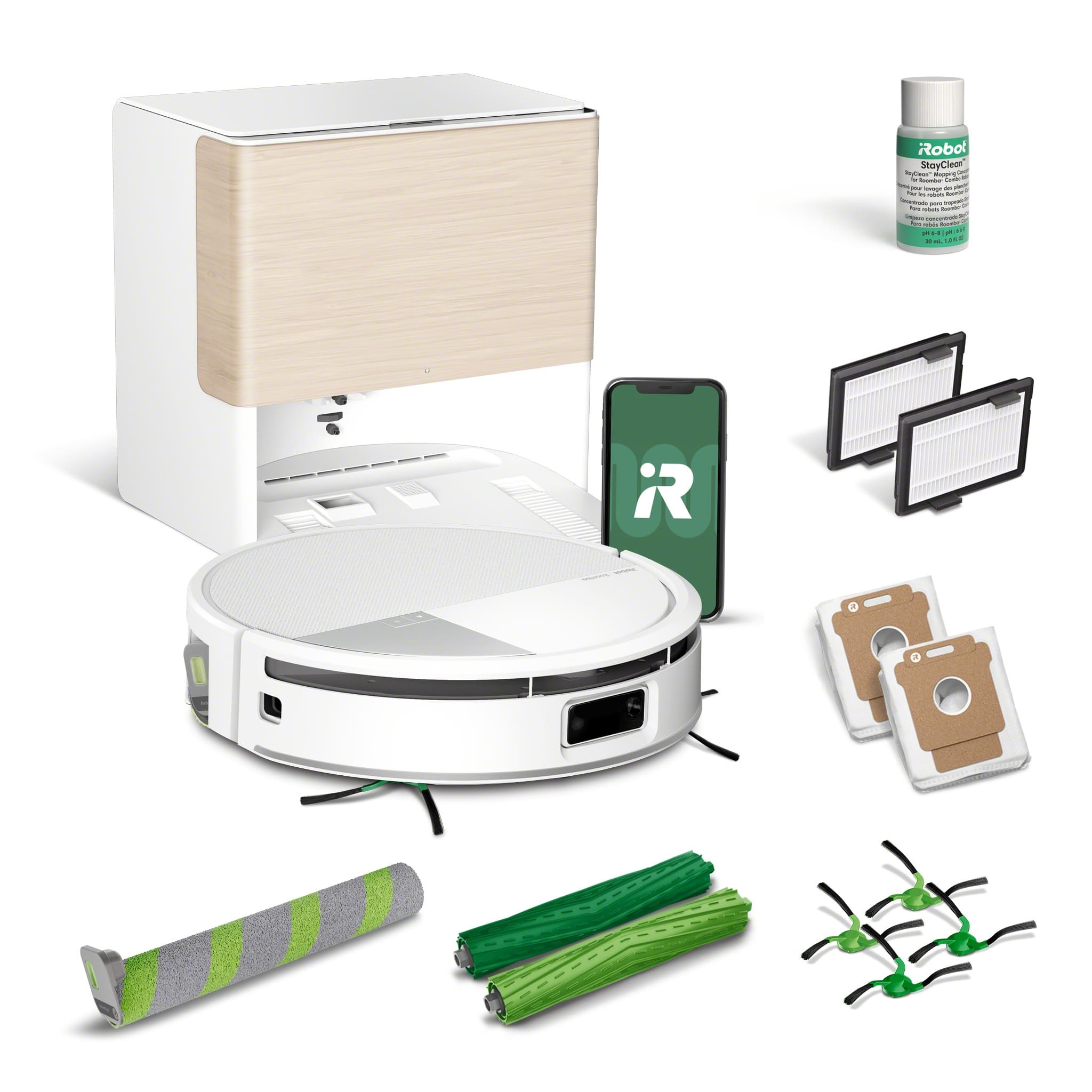iRobot - Roomba 705 Combo Vac & Mop + AutoWash Dock - Self-Cleaning Roller Mop, Retractable Mop Cover, Self-Empties 75 Days - White - Front_Zoom
