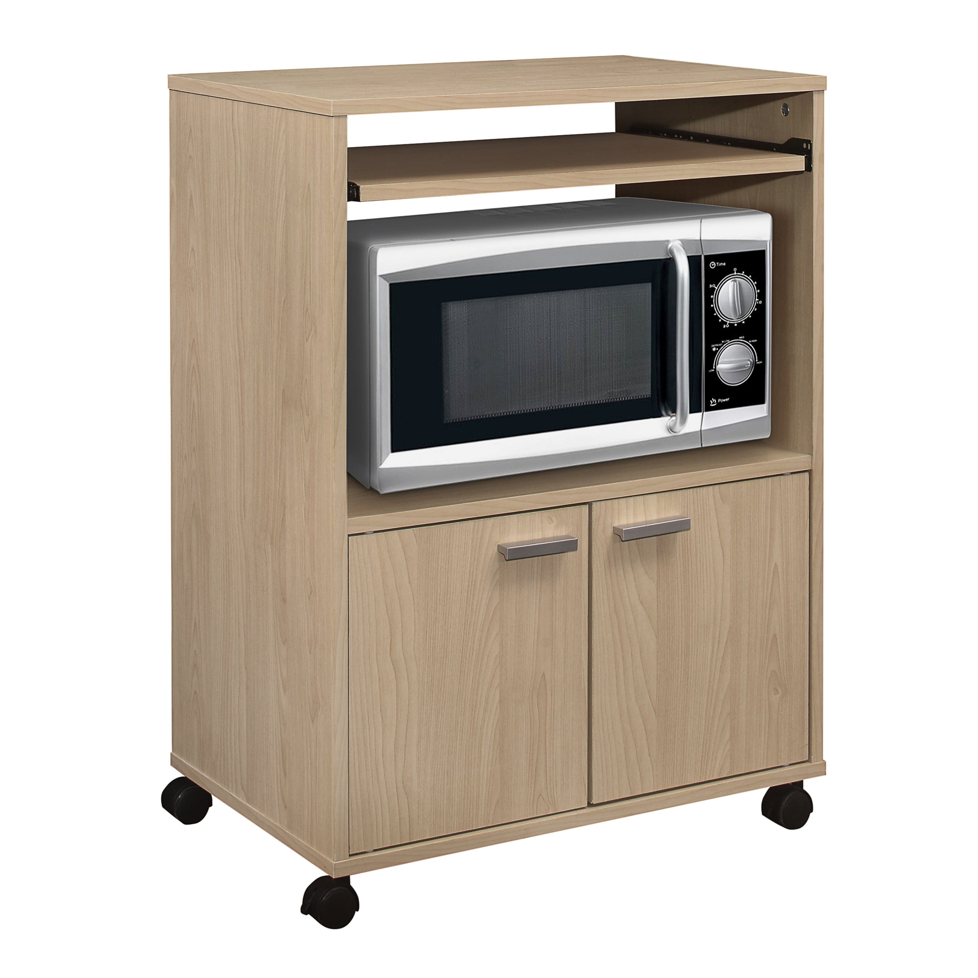 Kings Brand Furniture - Byron 2-Door Kitchen Microwave Cart - Natural
