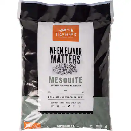 Traeger Wood Fired Grills When Flavor Matters Mesquite Natural Flavored Hardwood Pellets Premium Hardwood Pellets Good with Anything. Great for: Rabbit Mesquite.