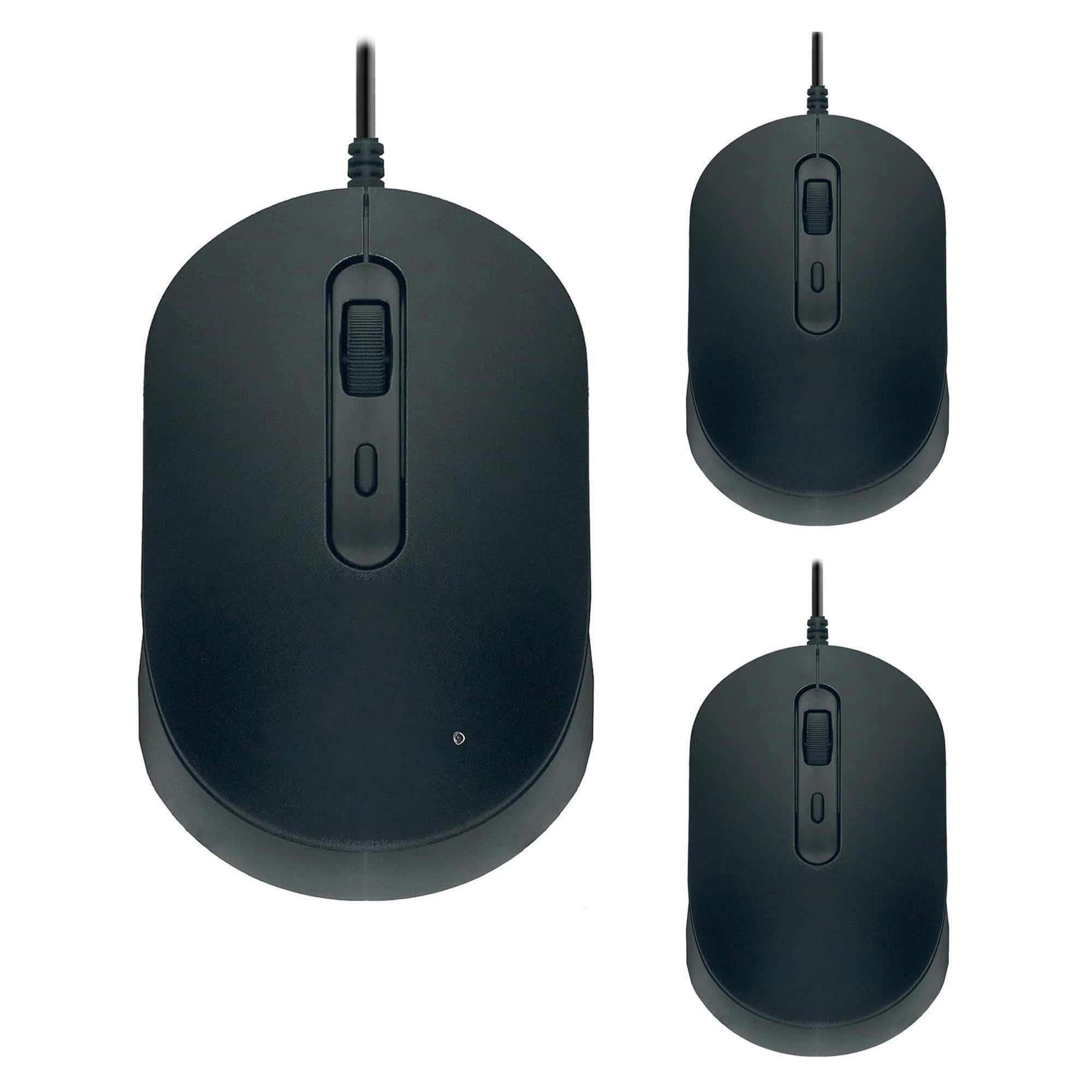 Comfort Essence - Computer Mouse Wired Bulk Silent Optical Usb Corded Mice For Laptop Pc Chromebook - Wireless - 3 PACK