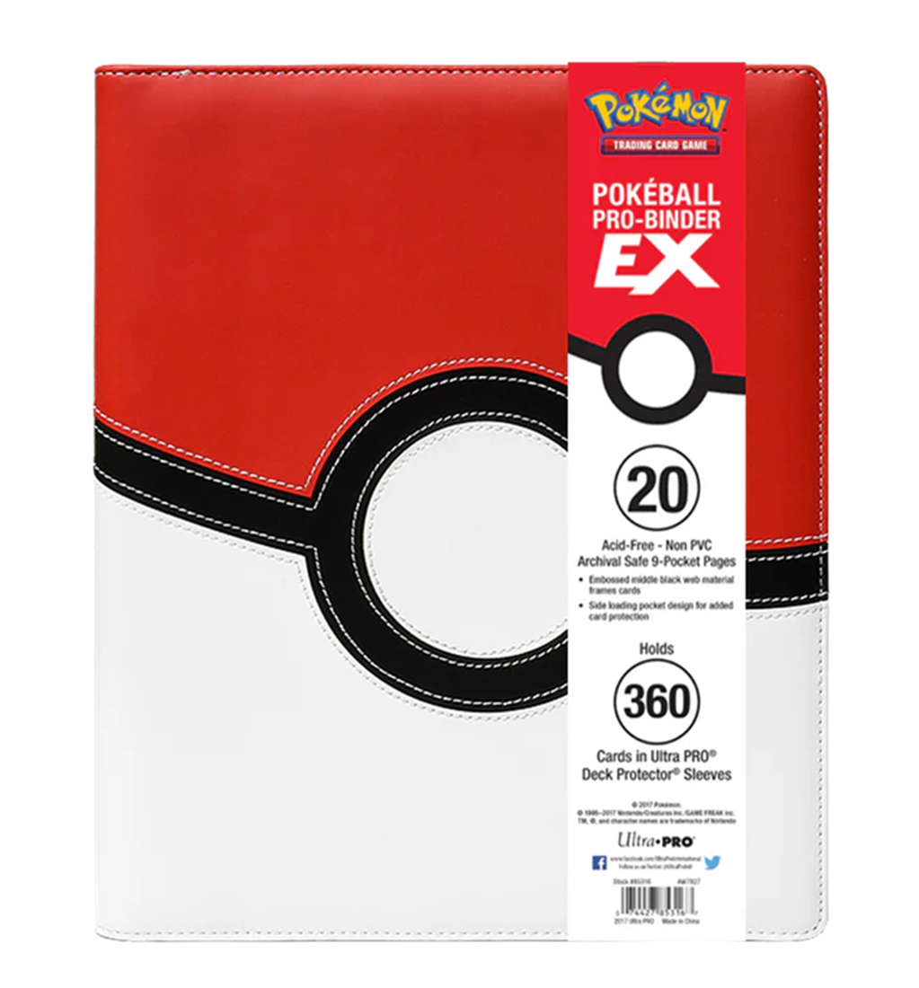 Pokemon Trading Card Game Pokball Pro-Binder EX 20 Acid-Free Non PVC Archival Safe 9-Pocket Pages Embossed middle black -Ib material trames cards Sade loading pocket design for added card protection Holds 360 Cards in Ultra PRO Deck Protector Sleeves Ultra PRO f 442 89314.