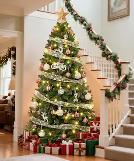 ZACHVO - 5ft Unlit Christmas Tree with 641Branches, 29 Pinecones, Metal Stand, Flame-Retardant PVC, Easy 3-Section Assembly - Green