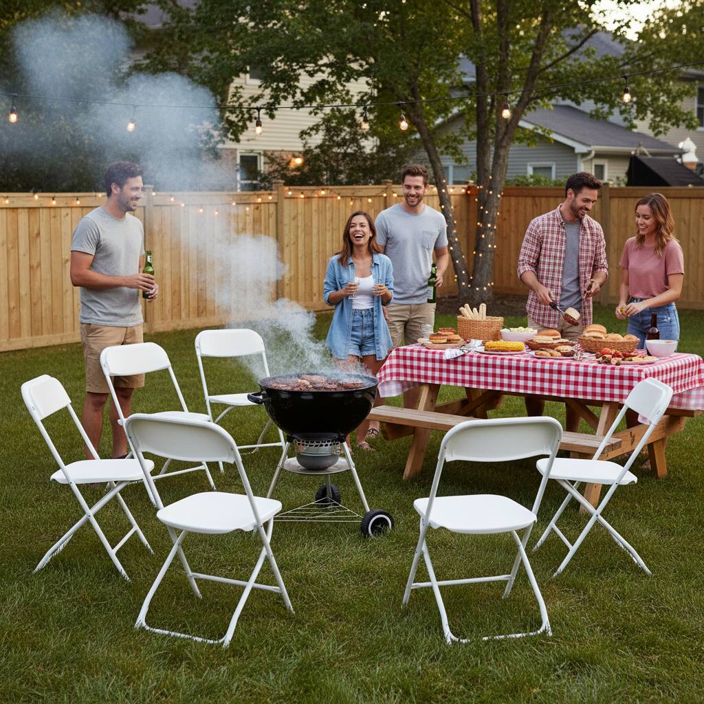 Alt View 5. AOITUN - Folding Chair 10 Pack White - Heavy Duty Metal Chairs for Indoor and Outdoor Use - White.