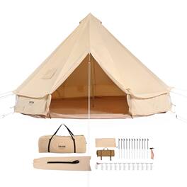 VEVOR - Canvas Bell Tent, 4 Seasons 5 m/16.4 ft Yurt Tent, Canvas Tent for Camping with Stove Jack, Holds up to 8 People - Beige