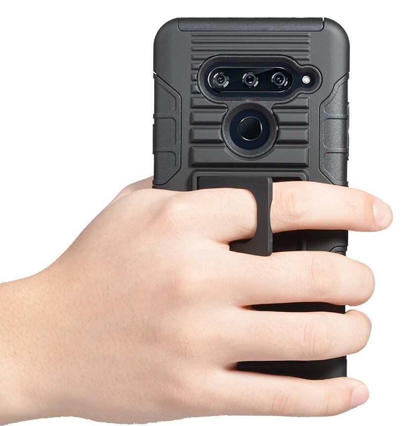 Alt View 6. Nakedcellphone - Combo for LG V40 ThinQ - Ring Grip/Stand Case and Belt Clip Holster - Black.
